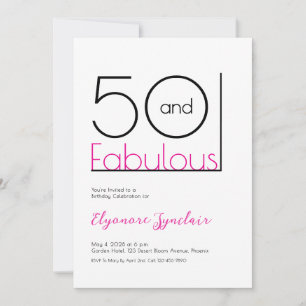 Minimal Fifty and Fabulous 50th Birthday Party Invitation