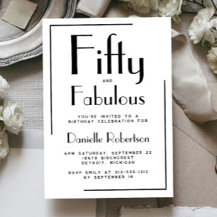 Minimal Fifty and Fabulous 50th Birthday Party Invitation