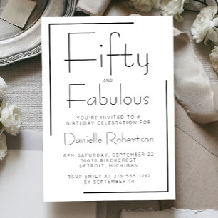 Minimal Fifty and Fabulous 50th Birthday Party Invitation