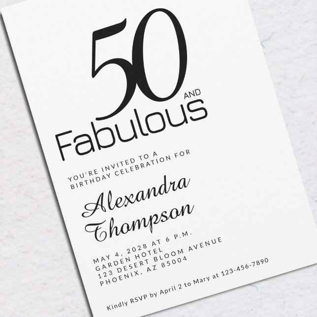 Minimal Fifty and Fabulous 50th Birthday Party Invitation (Creator Uploaded)