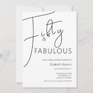 Minimal Fifty and Fabulous 50th Birthday Party Invitation