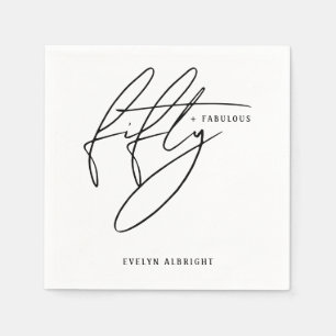 Minimal Fifty and Fabulous 50th Birthday Party Napkin