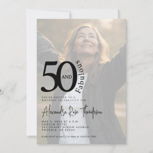 Minimal Fifty and Fabulous Photo 50th Birthday Invitation