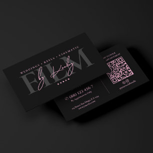 Minimal Film Producer Pink Black Cinematographer Business Card