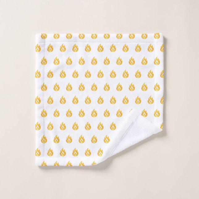 Minimal Fire Flame Icon Hot Lit Aesthetic Graphic Bath Towel Set (Wash Cloth)
