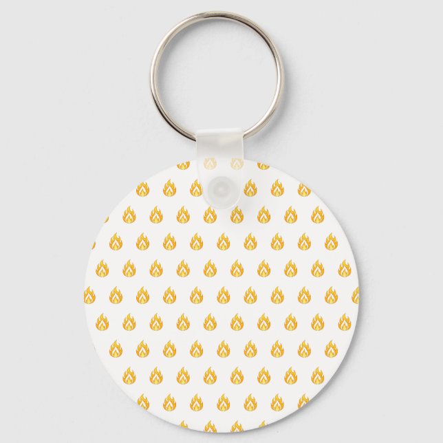 Minimal Fire Flame Icon Hot Lit Aesthetic Graphic Key Ring (Front)