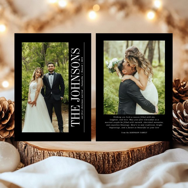 Minimal First Christmas Married Photo Newlyweds Holiday Card (Creator Uploaded)