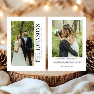 Minimal First Christmas Married Photo Newlyweds Holiday Card