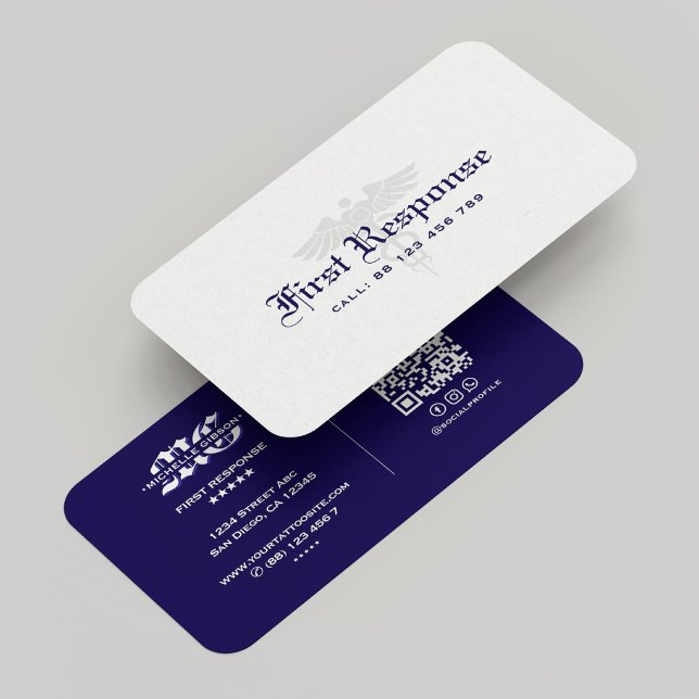 Minimal First Response Agency Dark Blue Business Card (Minimal First Response Agency Dark Blue Business Card
)