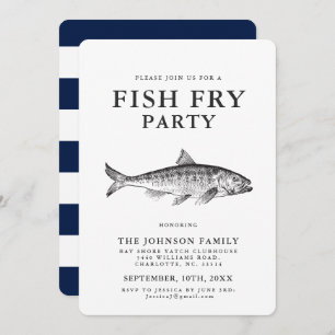 Minimal Fish Fry BBQ Party Customised Invitation
