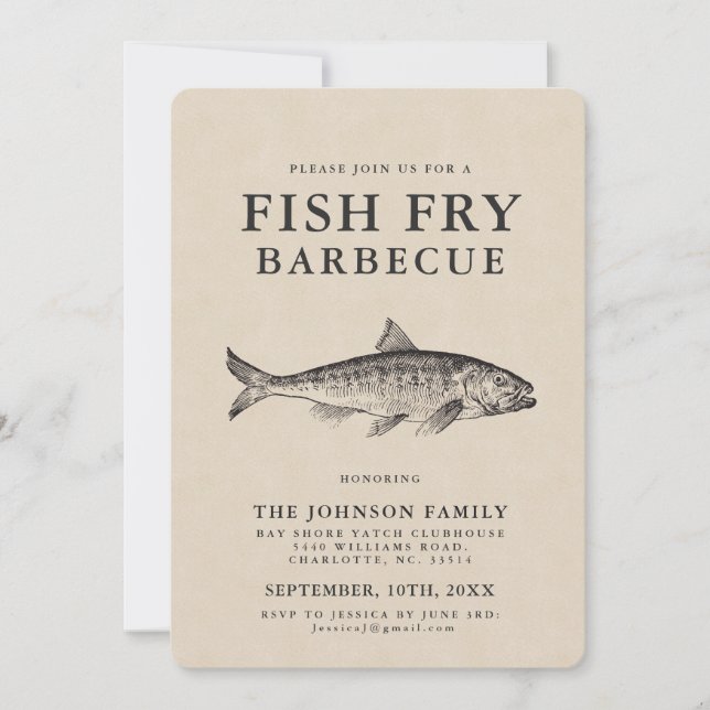 Minimal Fish Fry Party Customised Invitation (Front)