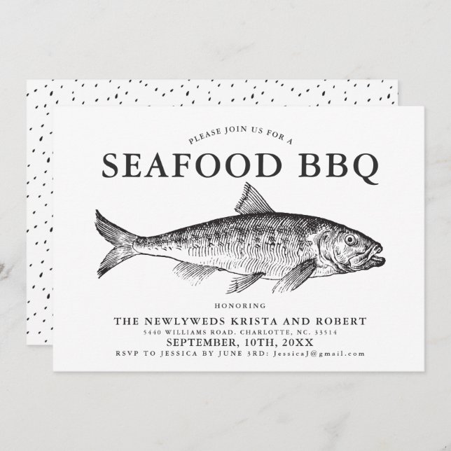 Minimal Fish Fry Party Customised Invitation (Front/Back)