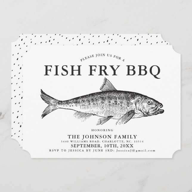 Minimal Fish FrY Party Customised Invitation (Front/Back)