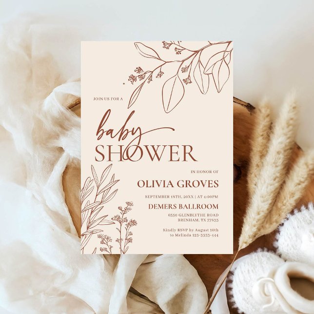Minimal Floral Baby Shower Invitation (Creator Uploaded)