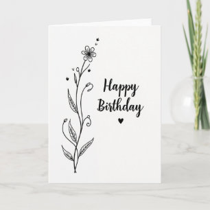 Minimal Floral Birthday Card
