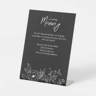 Minimal Floral Botanical Black Noir In Memoriam Pedestal Sign
