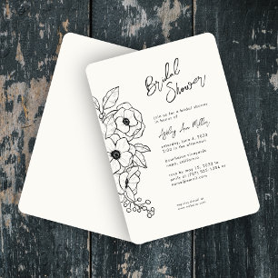Minimal Floral Botanical Milk White Bridal Shower Invitation