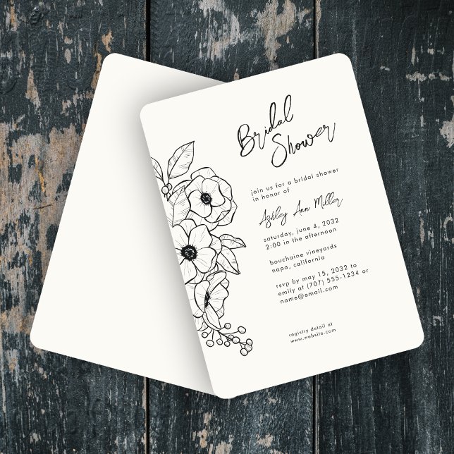 Minimal Floral Botanical Milk White Bridal Shower Invitation (Creator Uploaded)