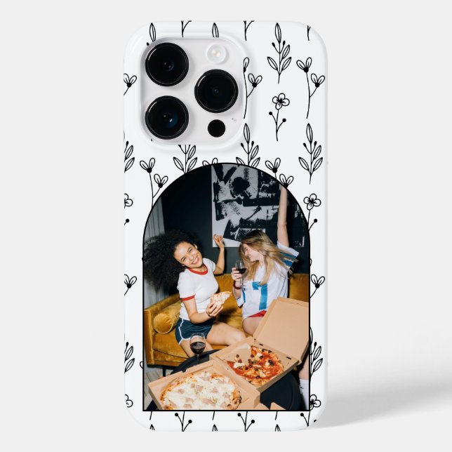 Minimal Floral Custom Photo Iphone 14 Case (Back)