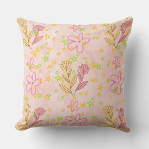 Minimal floral doodle pattern -pastel colour art cushion