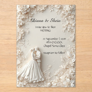 🌿 Minimal Floral Frame Silhouette Ceremony Design Acrylic Invitations