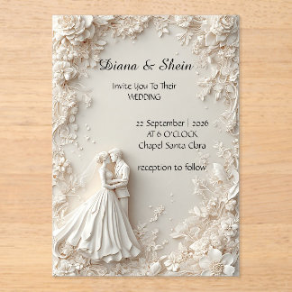 🌿 Minimal Floral Frame Silhouette Ceremony Design Acrylic Invitations