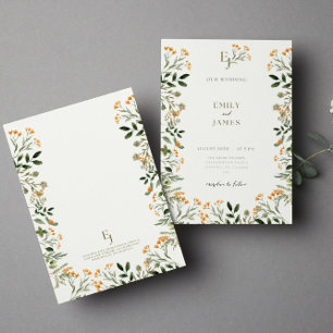 Minimal Floral Frame Wedding Invitation Card
