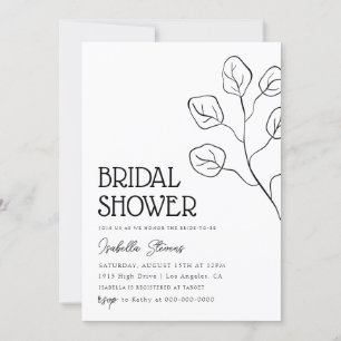 Minimal Floral Line Art Bridal Shower Invitation