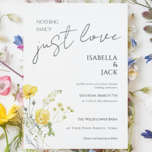 Minimal Floral Nothing Fancy Just Love Wedding Invitation