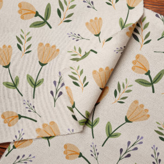Minimal Floral Print in Yellow & Green Fabric