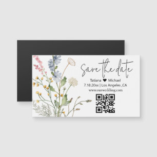 minimal floral qr code save the date magnet