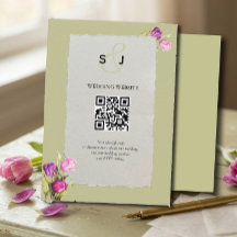 Minimal Floral Sage Green QR Code Wedding