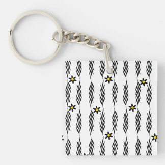 Minimal Floral Seamless Modern Botanical Daisy Pa Key Ring