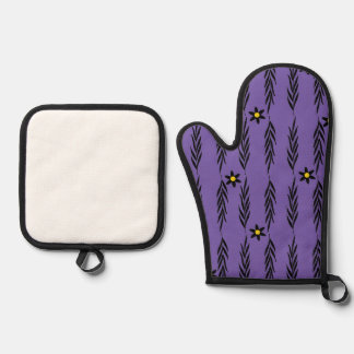 Minimal Floral Seamless Modern Botanical Daisy  Pa Oven Mitt & Pot Holder Set