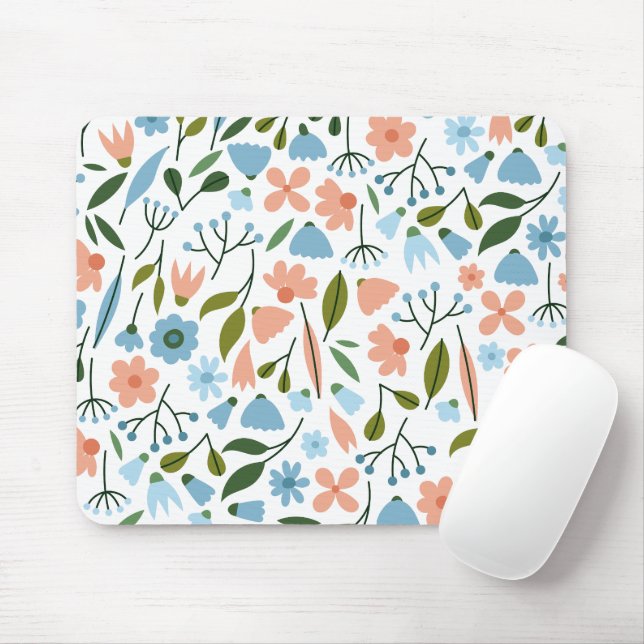 Minimal Floral Spring Mouse Pad (With Mouse)