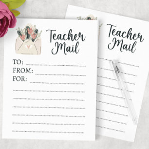 Minimal Floral Teacher Mail Notepad