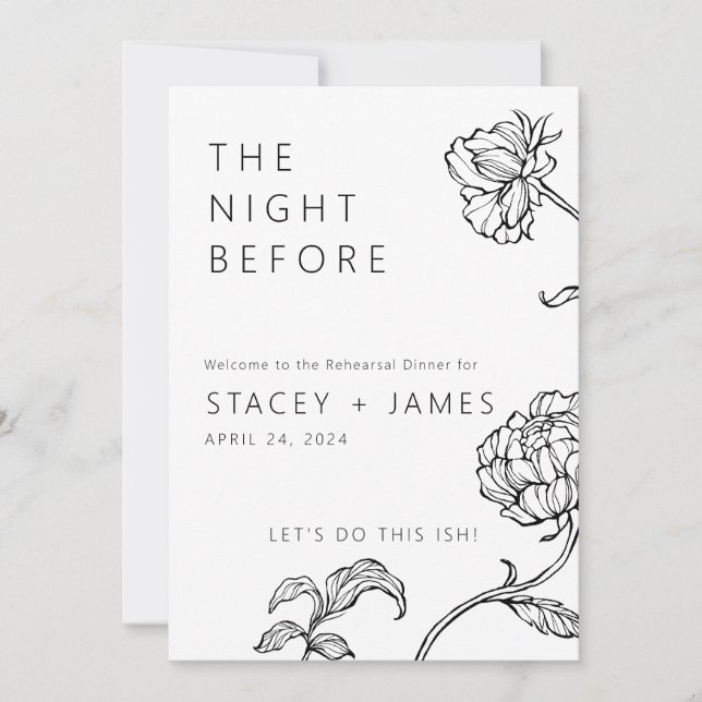 Minimal Floral | The Night Before Rehearsal Dinner Invitation (Front)