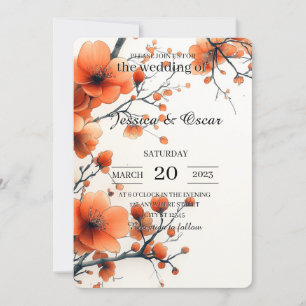 Minimal Floral Wedding Invitation Card