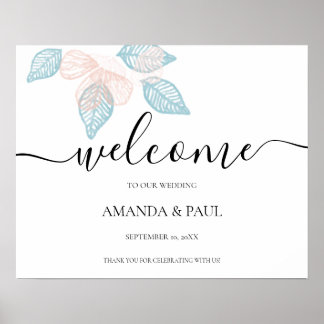 Minimal Floral Wedding Welcome Sign