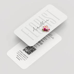Minimal Florist Botanist Flower Bouquet Business Card