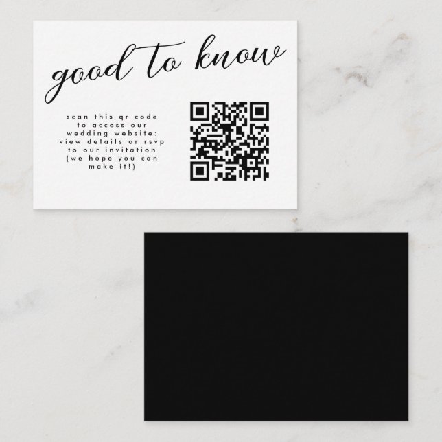 Minimal Flourish Calligraphy Wedding Website QR Enclosure Card (Front/Back)