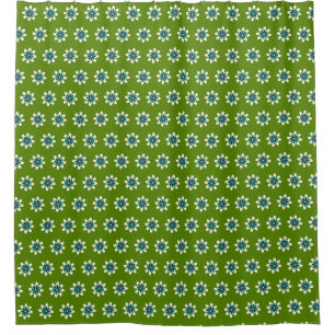 Minimal Flower Retro Avocado Green Shower Curtain