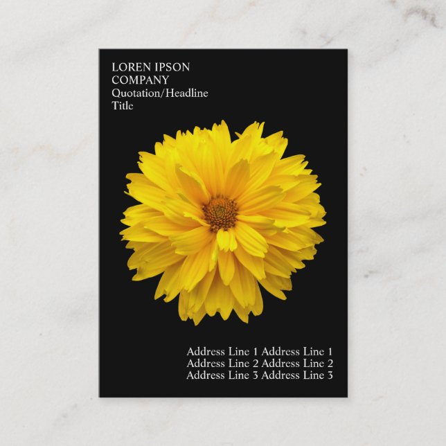 Minimal Flowers - Chrysanthemum - Black Business Card (Front)
