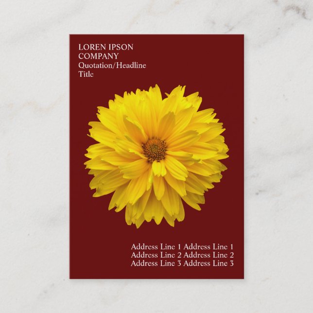 Minimal Flowers - Chrysanthemum - Deep Maroon Business Card (Front)