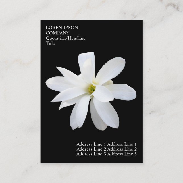Minimal Flowers - Magnolia - Black Business Card (Front)