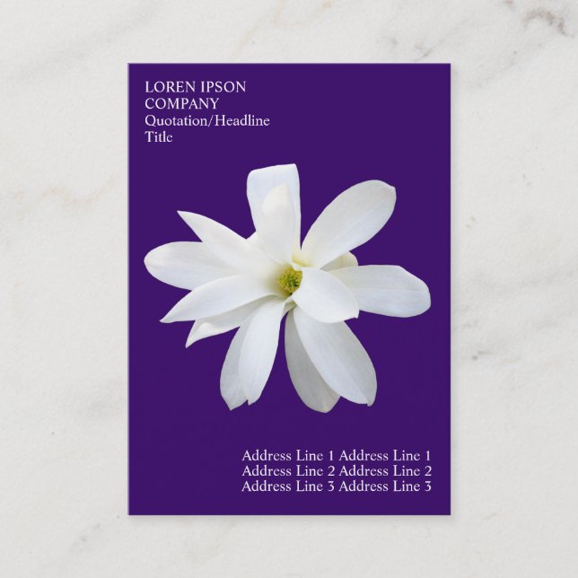 Minimal Flowers - Magnolia - Deep Violet Business Card (Front)