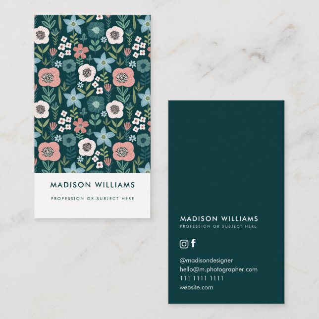 Minimal Flowers Stylish Trendy Modern Business Car Card (Front/Back)