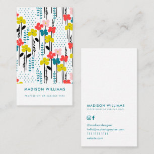 Minimal Flowers Stylish Trendy Modern Business Car Card