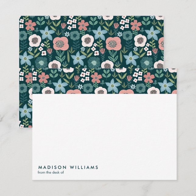 Minimal Flowers Stylish Trendy Modern Note Card (Front/Back)