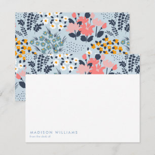Minimal Flowers Stylish Trendy Modern Note Card